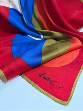 Beeline Vintage acetate Red & Blue Silk Feel Scarf 🧣 30” square